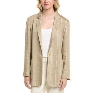 Lafayette 148 New York Womens Linen-Blend Blazer, Tan